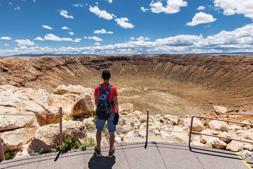 Meteor Crater, the world's best-preserved meteor crater, is located in Northern Arizona near Winslow, about an hour and a half's drive from Grand Canyon Village.