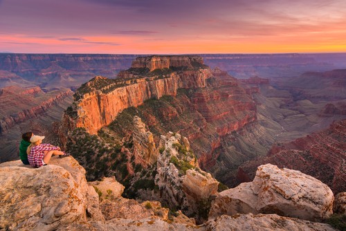 Grand Canyon National Park in Arizona contains a large portion of the enormous Grand Canyon, with its layered bands of red rock revealing millions of years of geological history. 