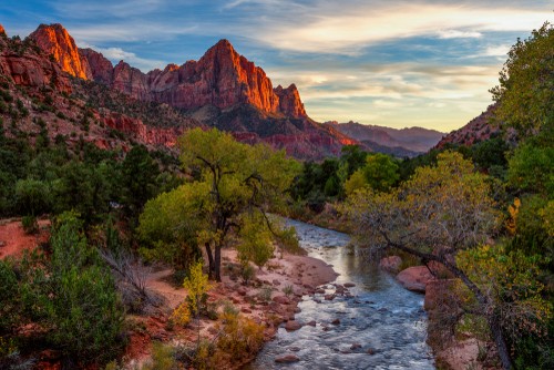 Zion National Park is a wildlife reserve in southwest Utah that is known for its cliff-like red formations in Zion Canyon