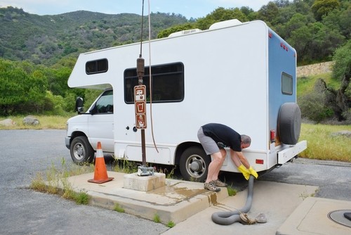 RV at a dump station