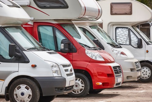 RV rentals lined up next to each other