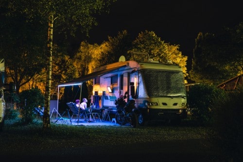 RV campground at night