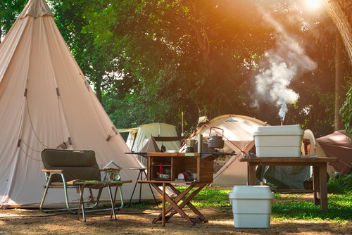 camp set up with tents