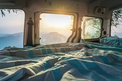 RV mattress inside a trailer