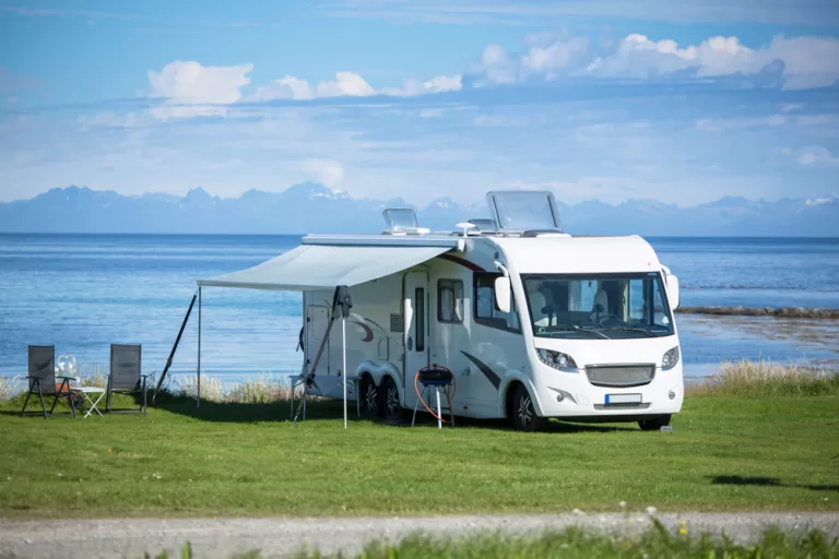 RV Awning attached to a parked RV